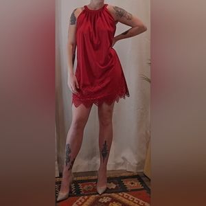 Velvety Red sleeveless dress